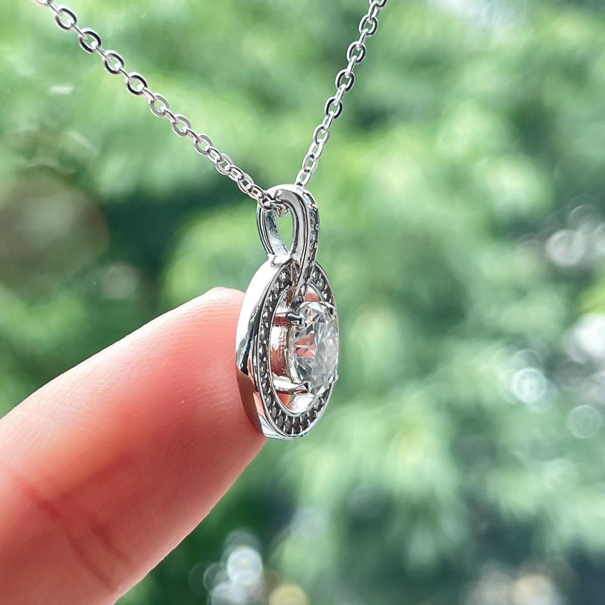 1.0CTTW D Color  Moissanite Necklace 925 Sterling Silver Necklace