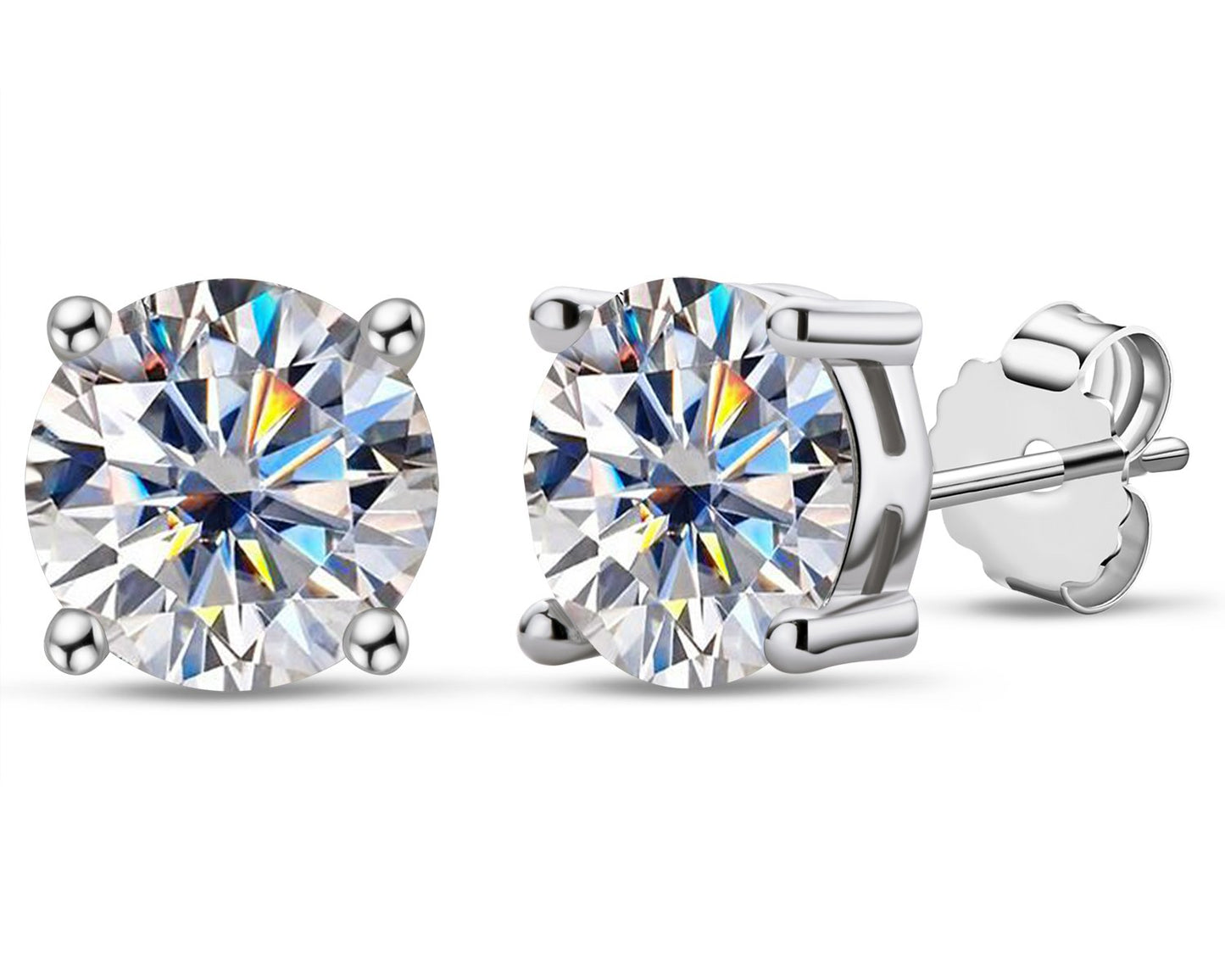 Round Moissanite Diamond Classic Stud Earrings