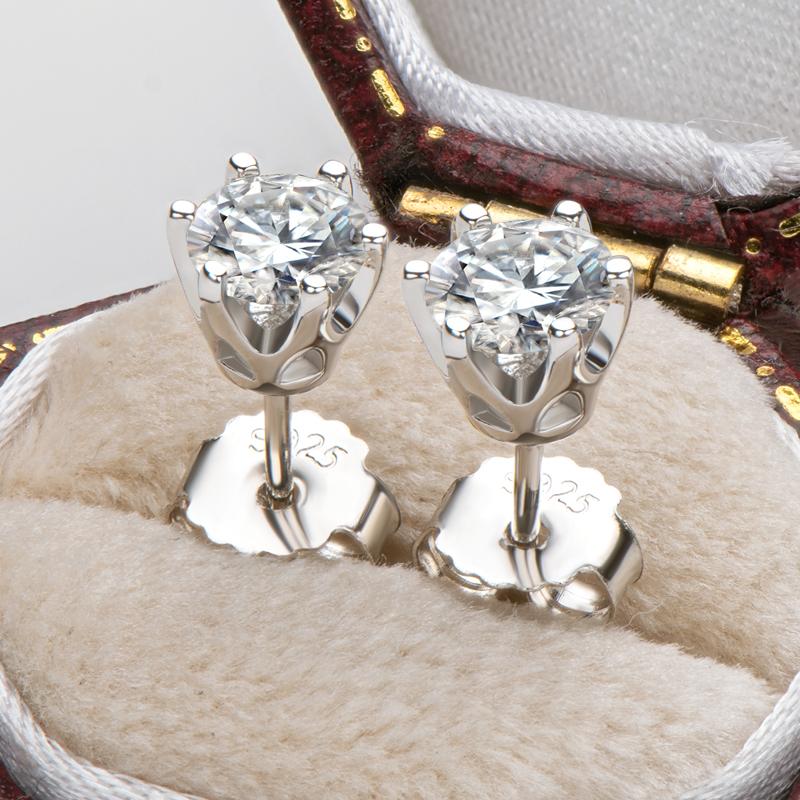 Round Cut Moissanite Diamond Classic Stud Earrings