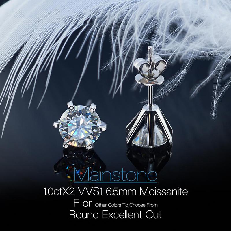 Yowting Round Cut Moissanite Diamond Classic Stud Earrings