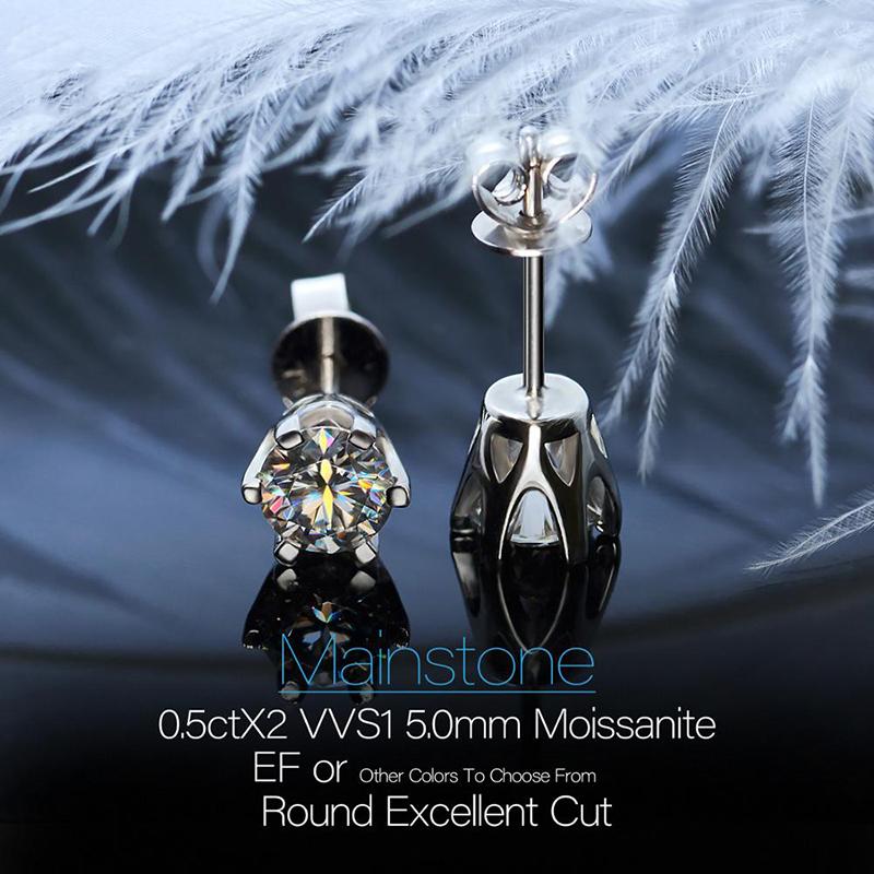 Round Cut Moissanite Diamond Classic Stud Earrings