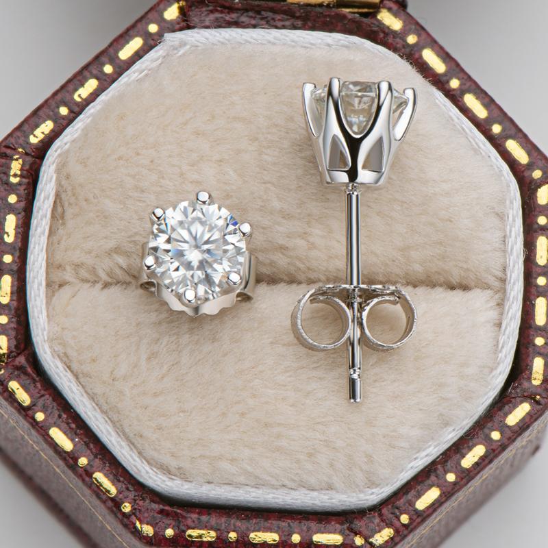 Round Cut Moissanite Diamond Classic Stud Earrings