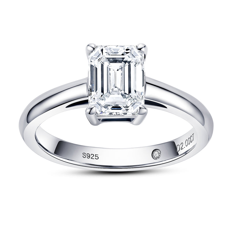 2CT Emerald Cut Moissanite Engagement Ring