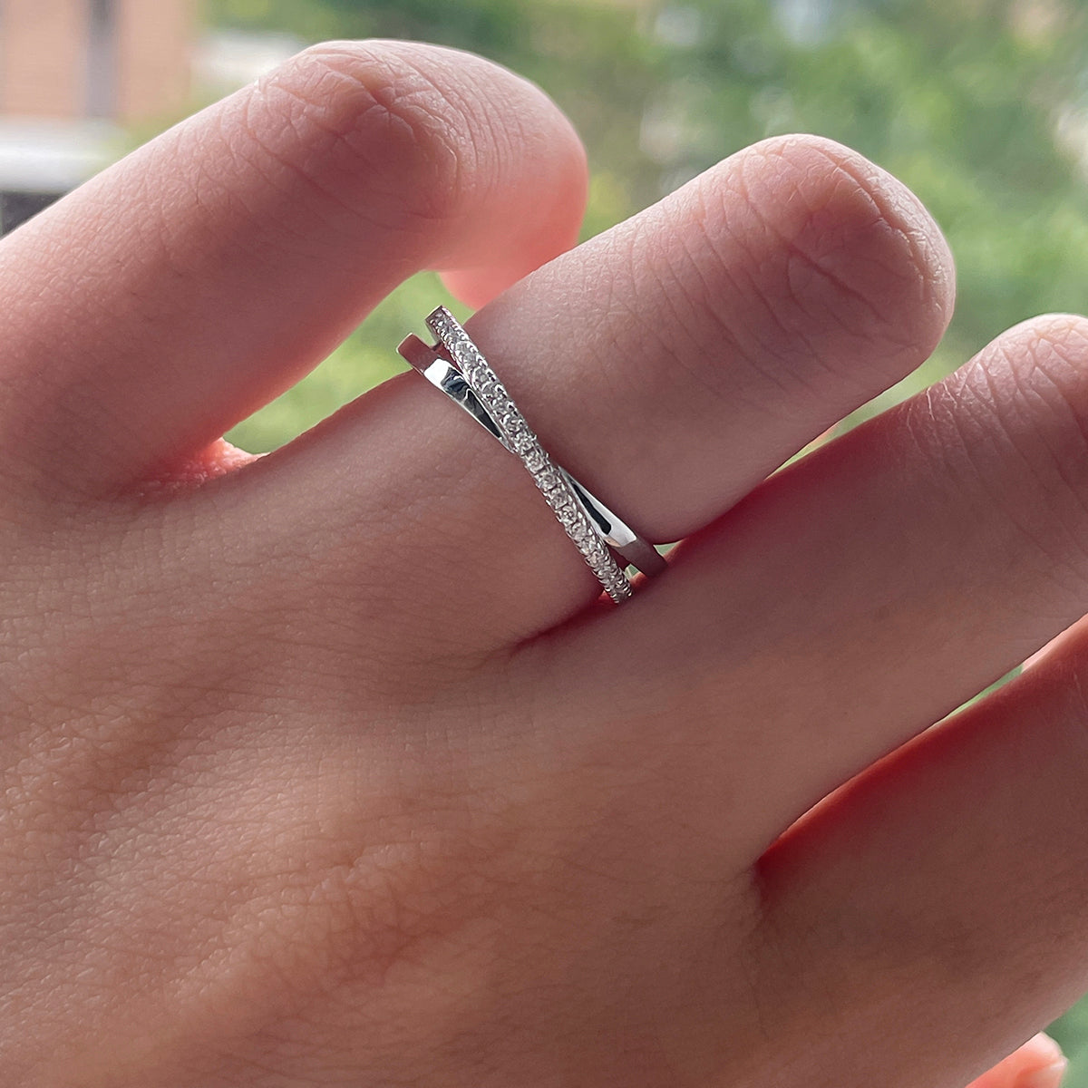 1MM D Color Moissanite 18K Gold Plated  Cross Wedding Bands