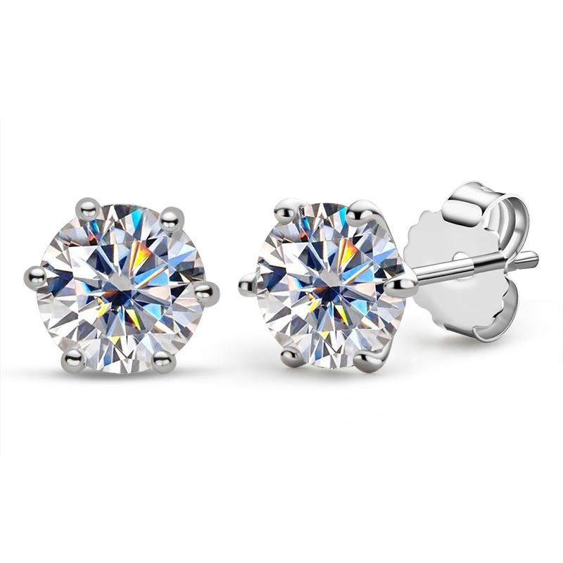Yowting Round Cut Moissanite Diamond Classic Stud Earrings