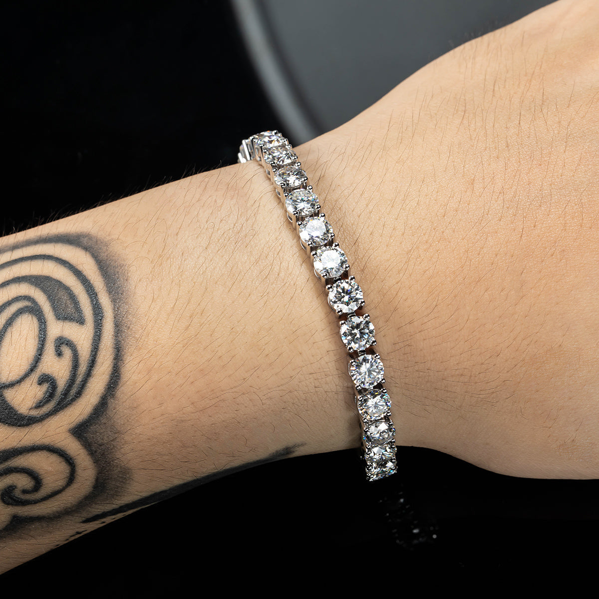 6.5mm 23-29CTTW D Color Moissanite Tennis Bracelet On Hand 925 Sterling Silver  Bracelets