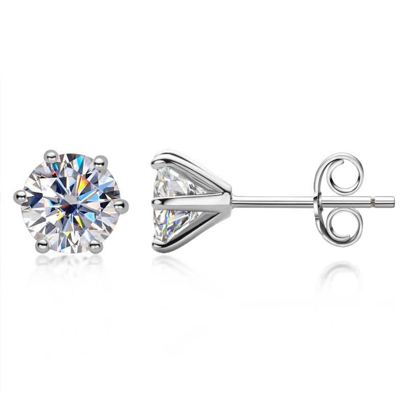 Yowting Round Cut Moissanite Diamond Classic Stud Earrings
