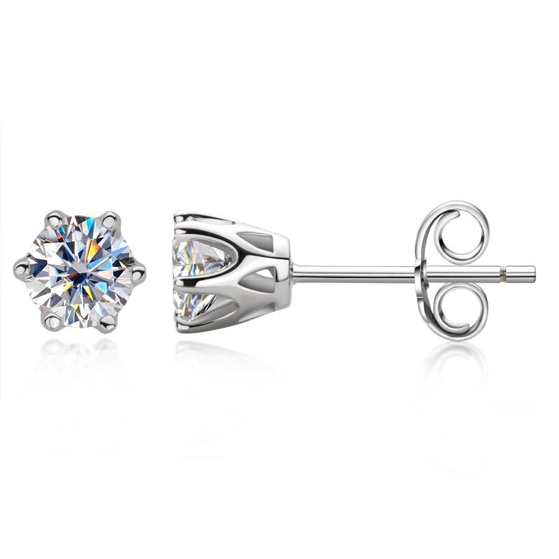 Round Cut Moissanite Diamond Classic Stud Earrings
