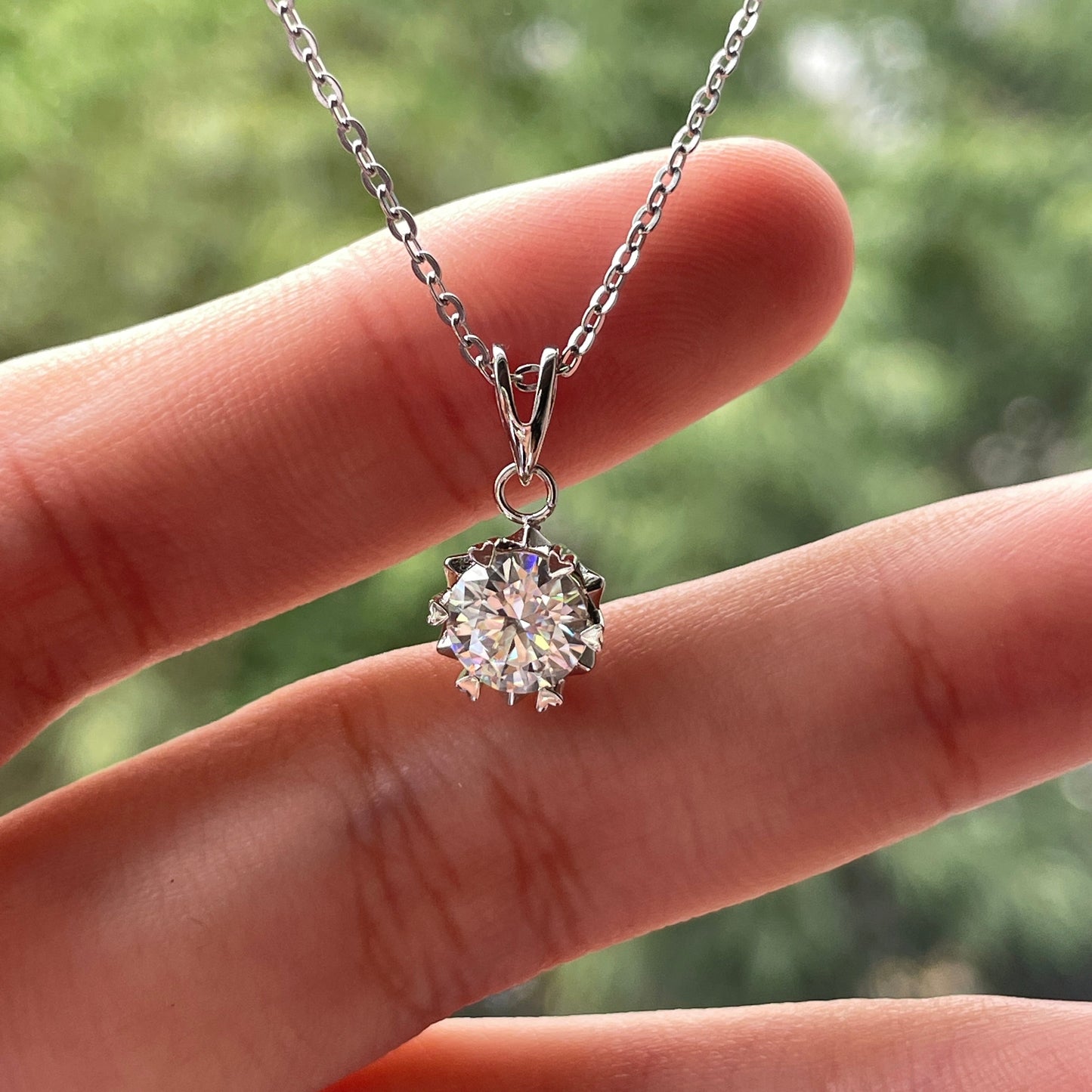 1.0CT D Color  Moissanite Necklace 18K Gold Plated  Pendant Necklace