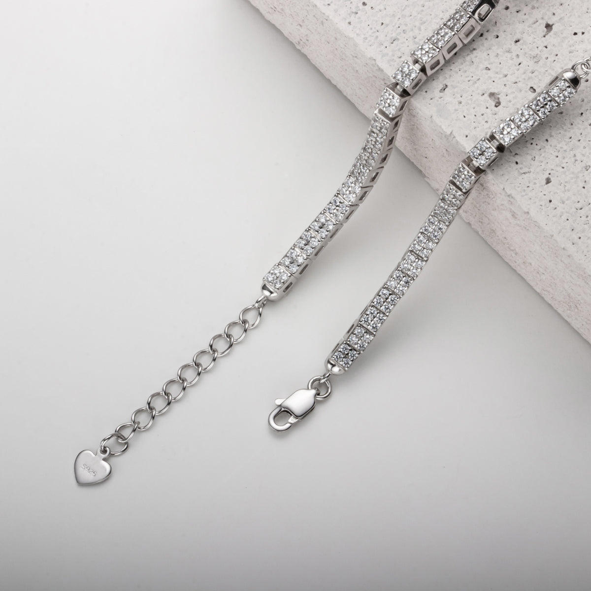 5.0CTTW D Color Moissanite Silver Tennis Bracelet On Hand  Adjustable Bracelets