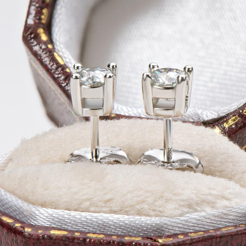 Round Cut Moissanite Diamond Classic Stud Earrings