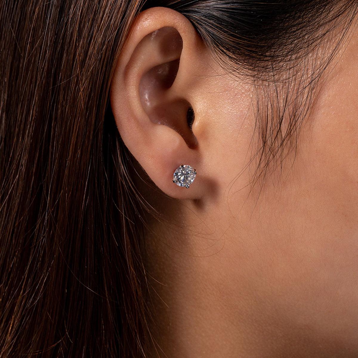 2.0CTTW D Color Round Cut Moissanite 925 Sterling Silver Stud Earrings