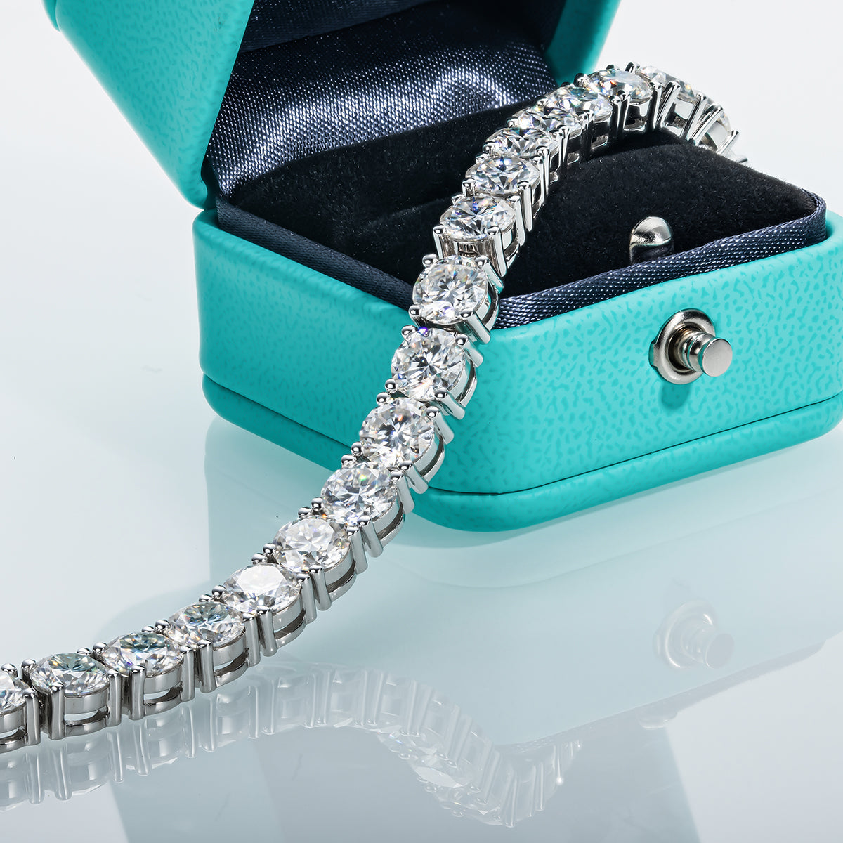 6.5mm 23-29CTTW D Color Moissanite Tennis Bracelet On Hand 925 Sterling Silver  Bracelets