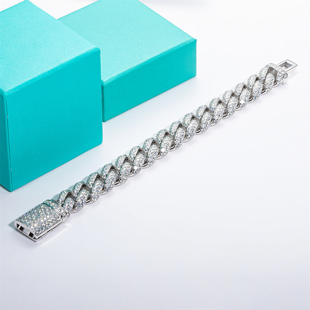 S925 Moissanite Hip Hop Denim Cuban Bracelet