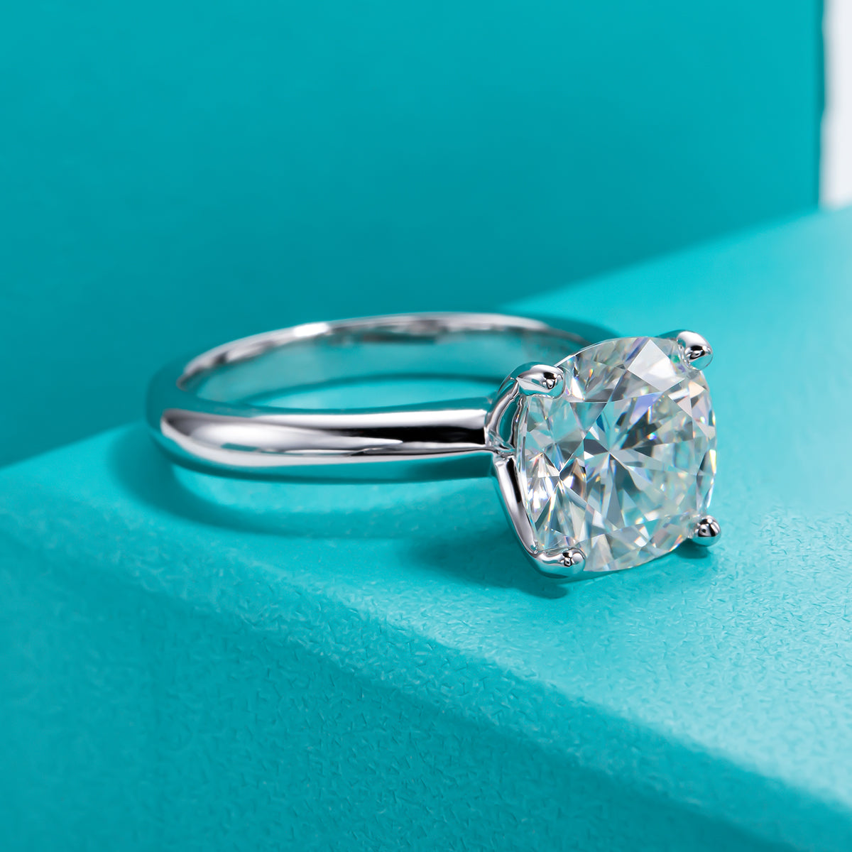 3.0CTTW Cushion Cut Moissanite Ring 18K Gold Plated 925 Sterling Silver Rings