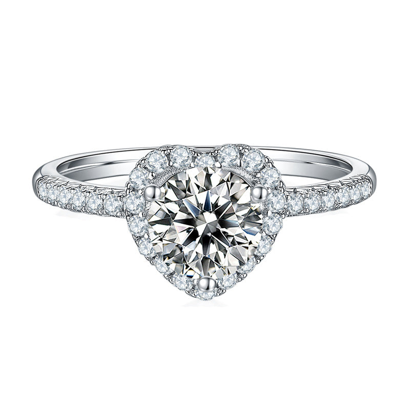 1.0CT Moissanite Heart Halo Engagement Rings
