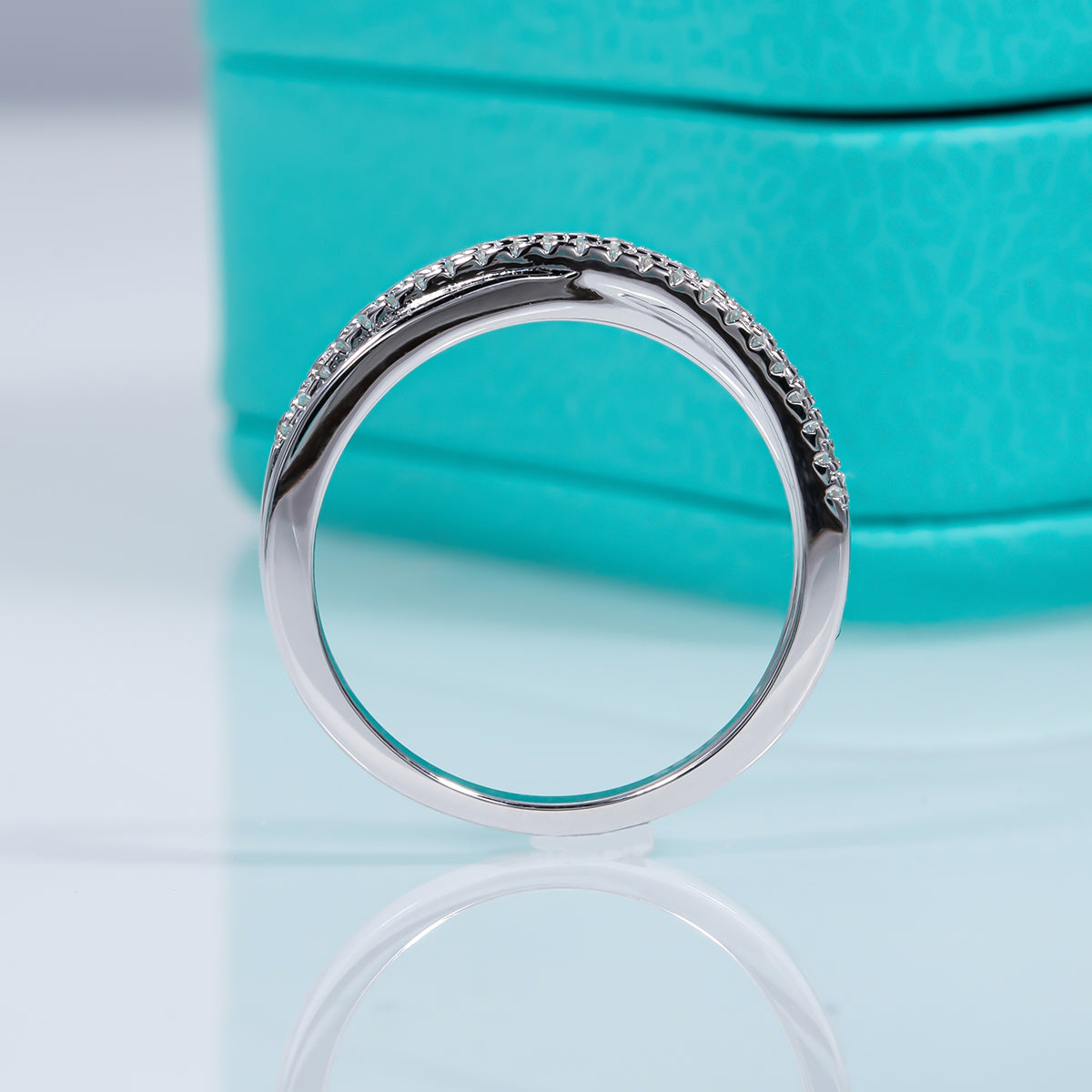 1MM D Color Moissanite 18K Gold Plated  Cross Wedding Bands