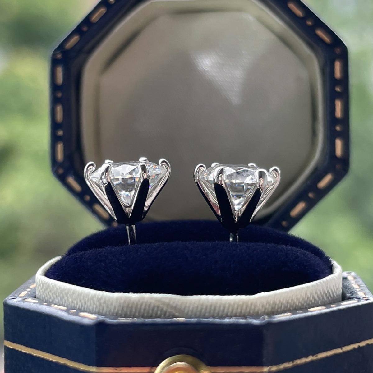 Real 14K Solid Gold  2.0CT D Color Moissanite Earrings