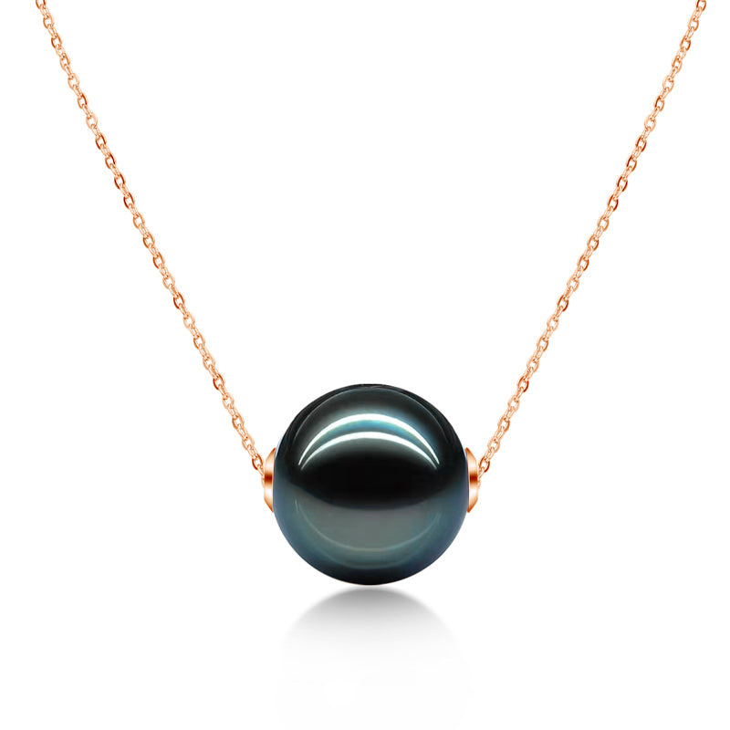 Yowting 10-11mm Black Pearl Necklace/18K Gold