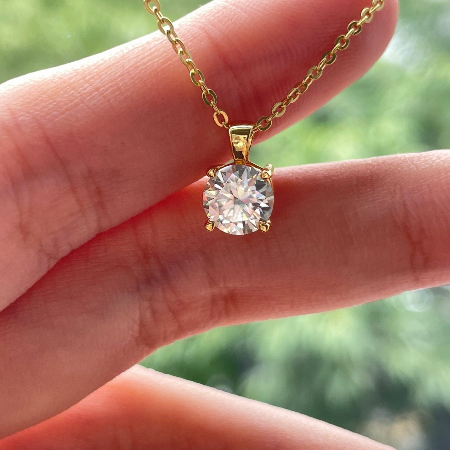 1.0CTTW D Color  Moissanite Necklace 18K Gold Plated  Pendant Necklace