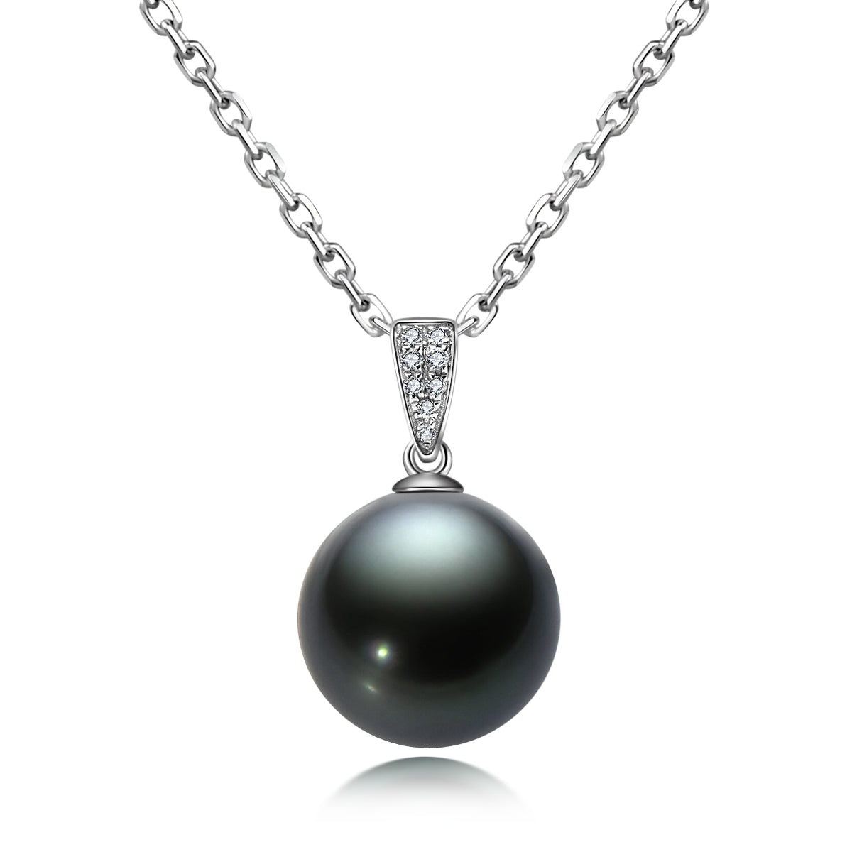 Yowting 18K Gold 10-11mm Natural Tahitian Black Pearl Necklace