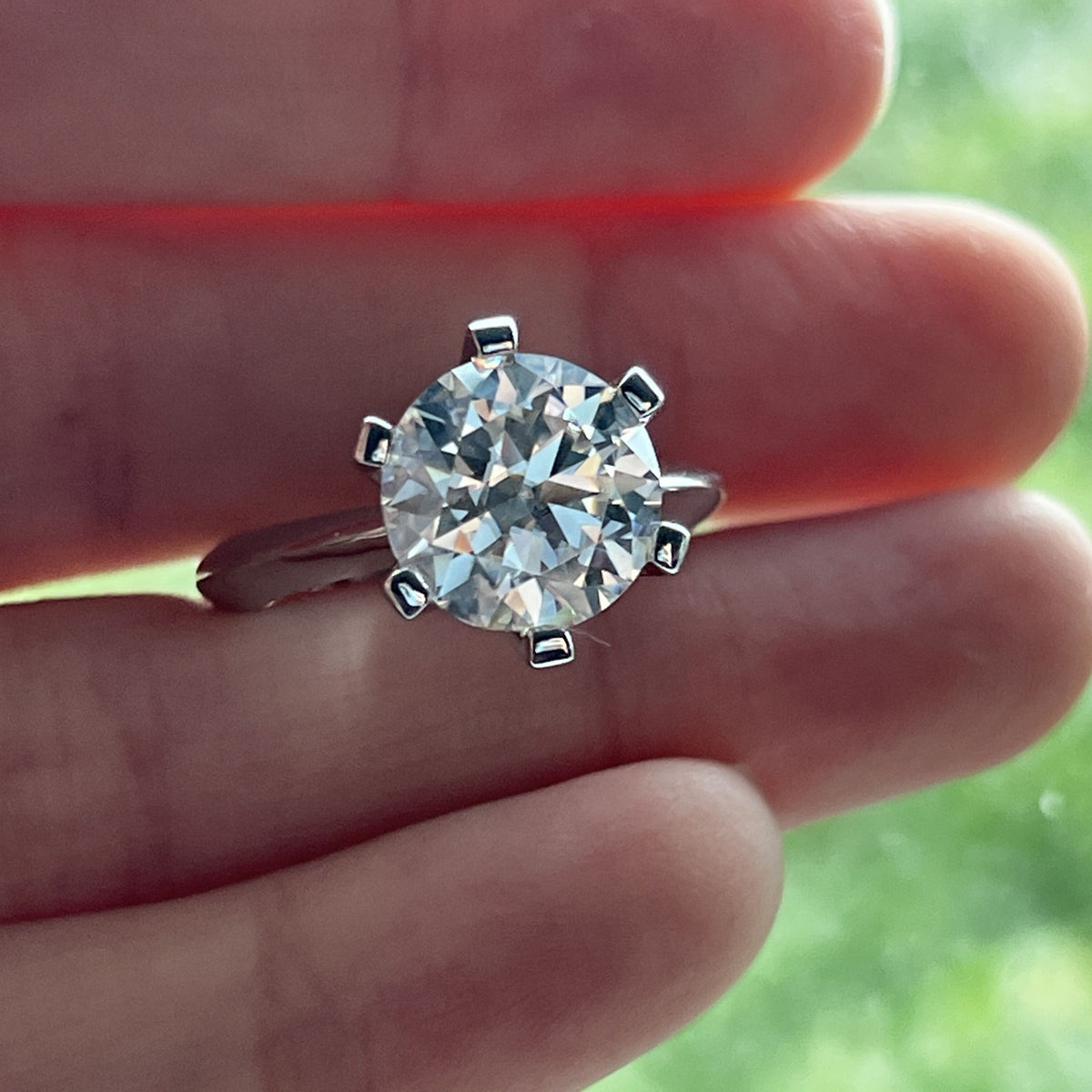 5.0CT Moissanite Classic 6-Prong Solitaire Ring 18K Gold Plated 925 Silver Single Rings