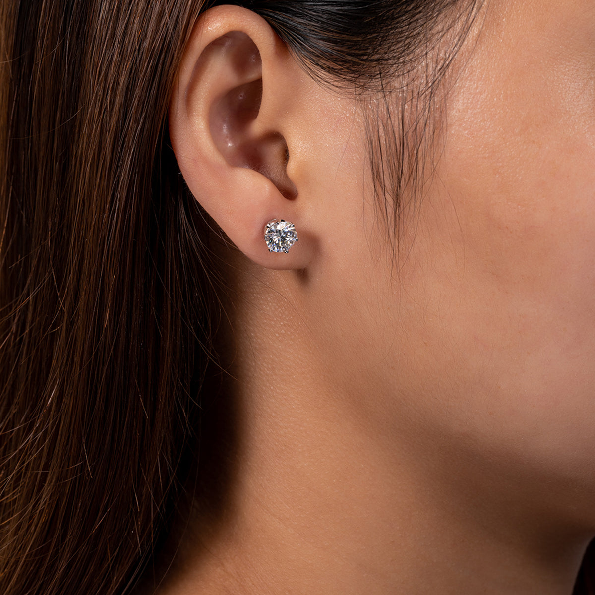 1.0/2.0CTTW D Color Moissanite Earrings 925 Sterling Silver  Crown Stud Earrings