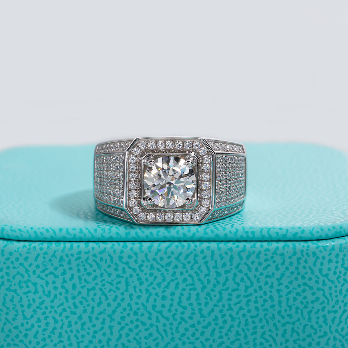 1.0/2.0/3.0CTTW 18K White Gold Plated Men's Rings