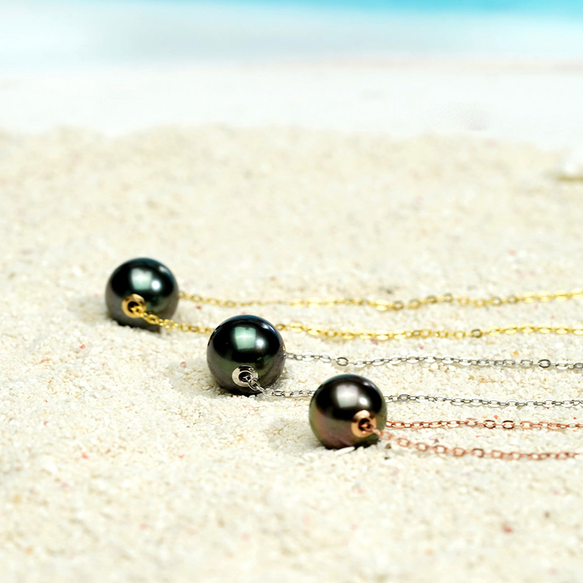 Yowting 10-11mm Black Pearl Necklace/18K Gold