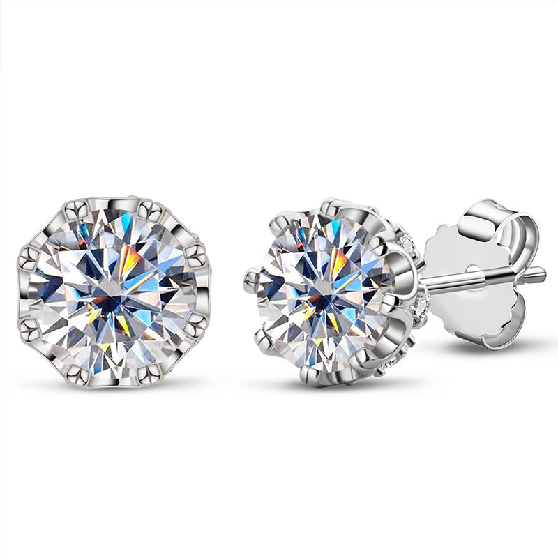 2.0CTTW D Color Moissanite Earrings 18K Gold Plated Flower Bridal  Stud Charm Earrings