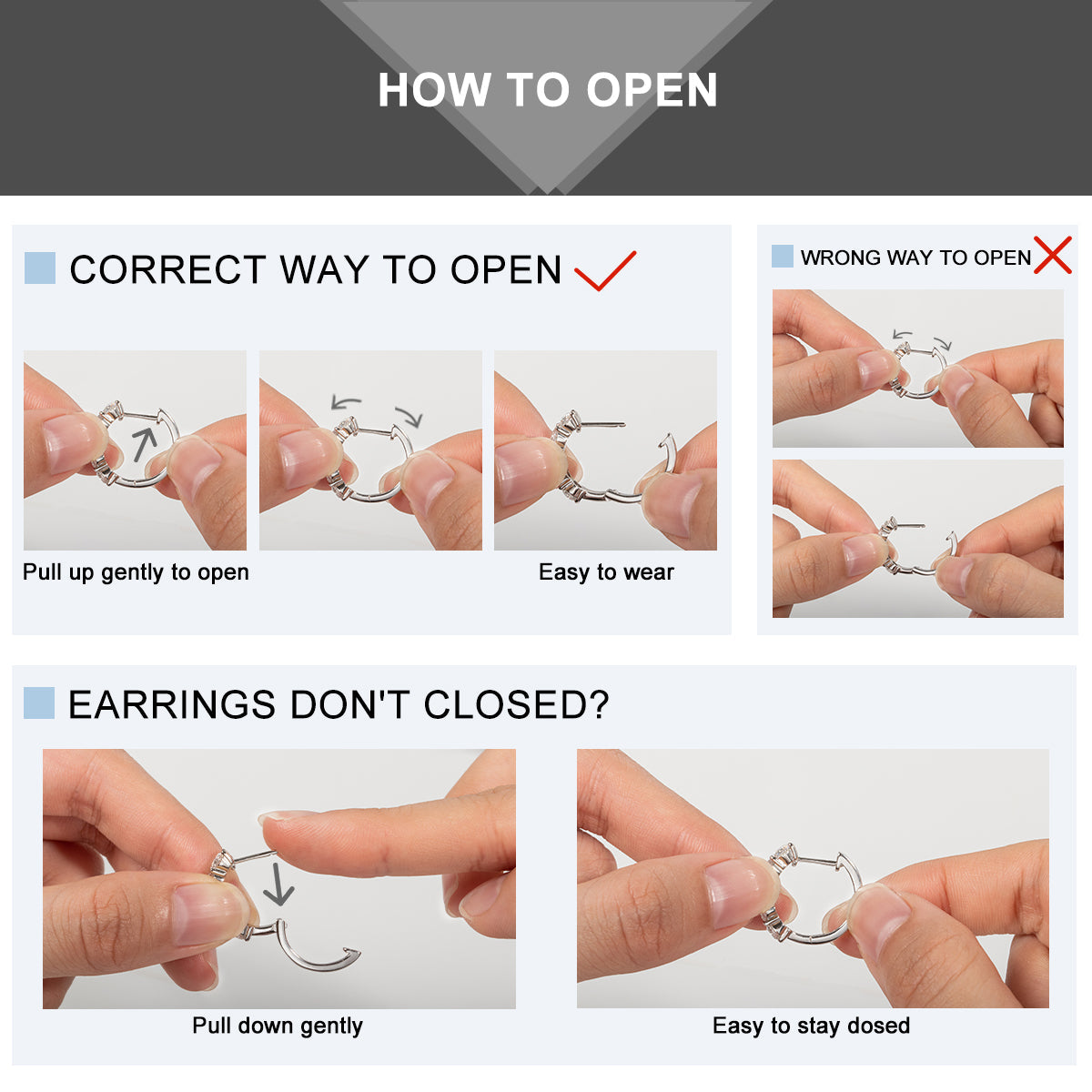 4mm 3.0CTTW D Color Moissanite Earrings Hoop Earrings 925 Silver Earrings