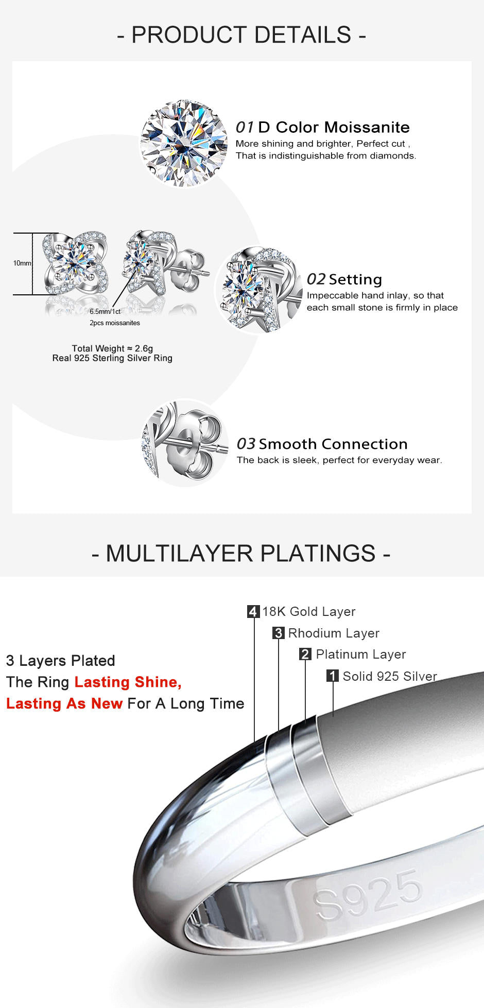 2.0CTTW D Color Moissanite Windmill Earrings 925 Sterling Silve Flower Stud Earrings