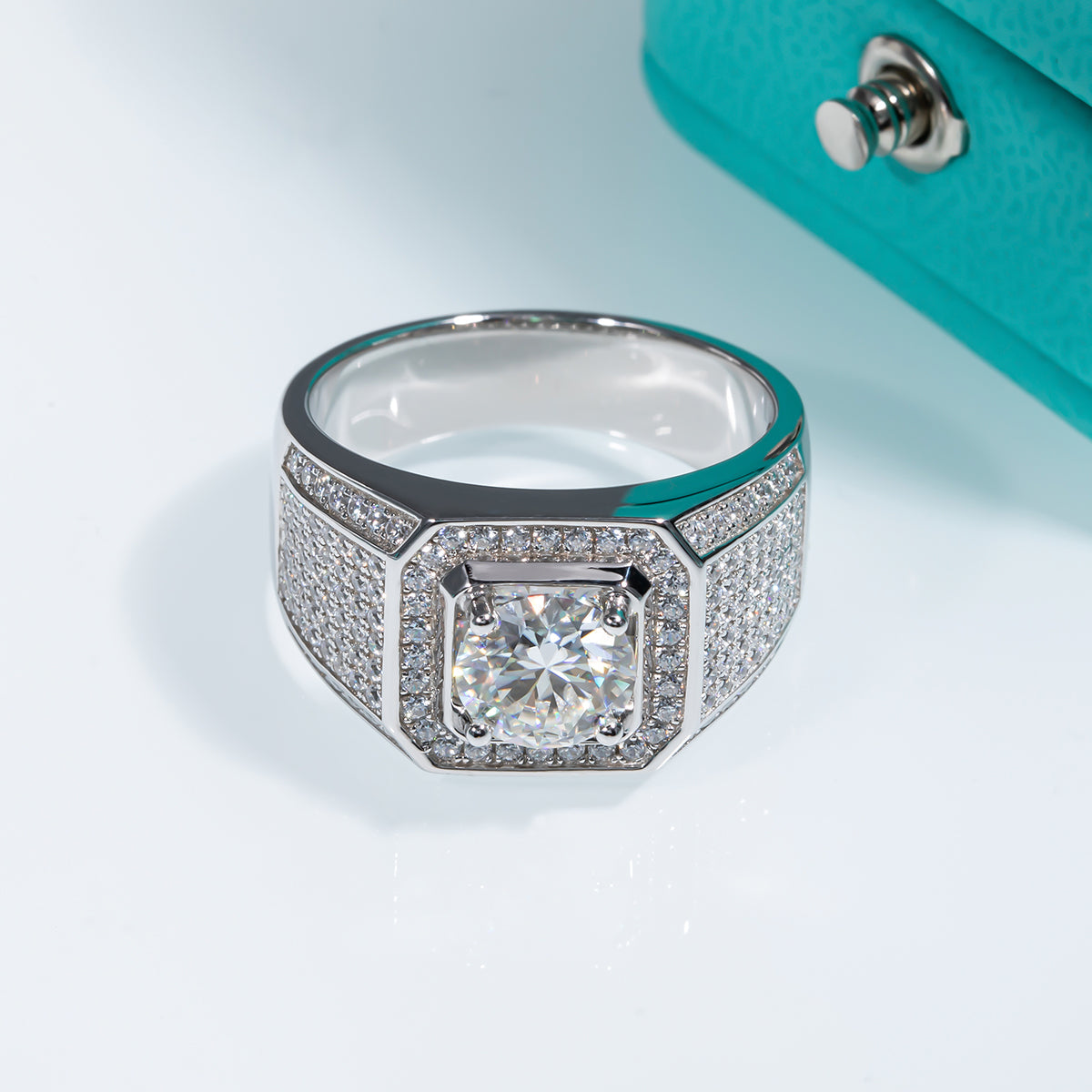 1.0/2.0/3.0CTTW 18K White Gold Plated Men's Rings