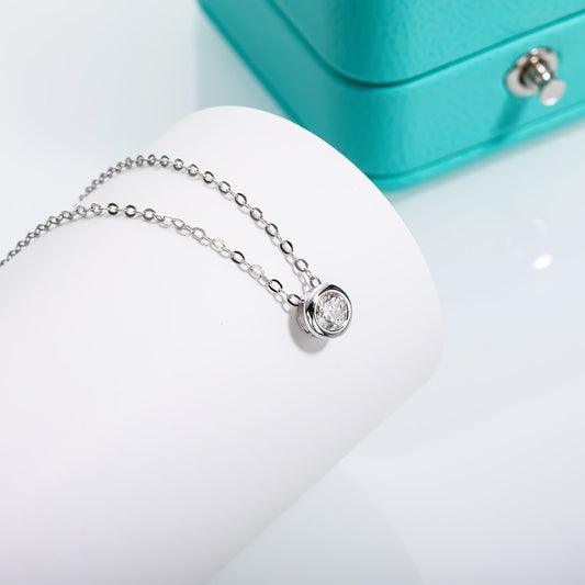 4mm 0.3CTTW D Color Moissanite 18K Gold Plated 925 Sterling Silver Necklace