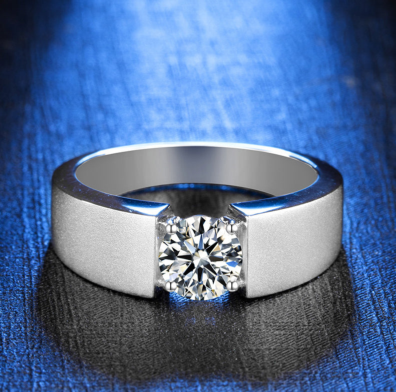 1.0 Carat Moissanite 18K Plated Gold Men's Rings