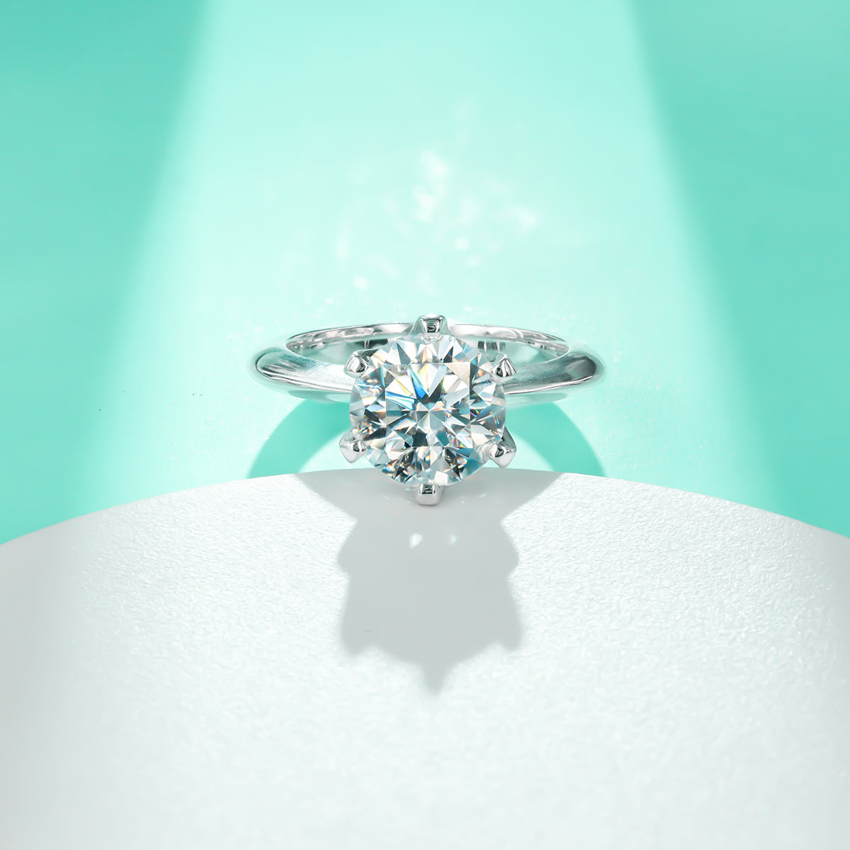 6 Prong Round Moissanite Solitaire Engagement Ring