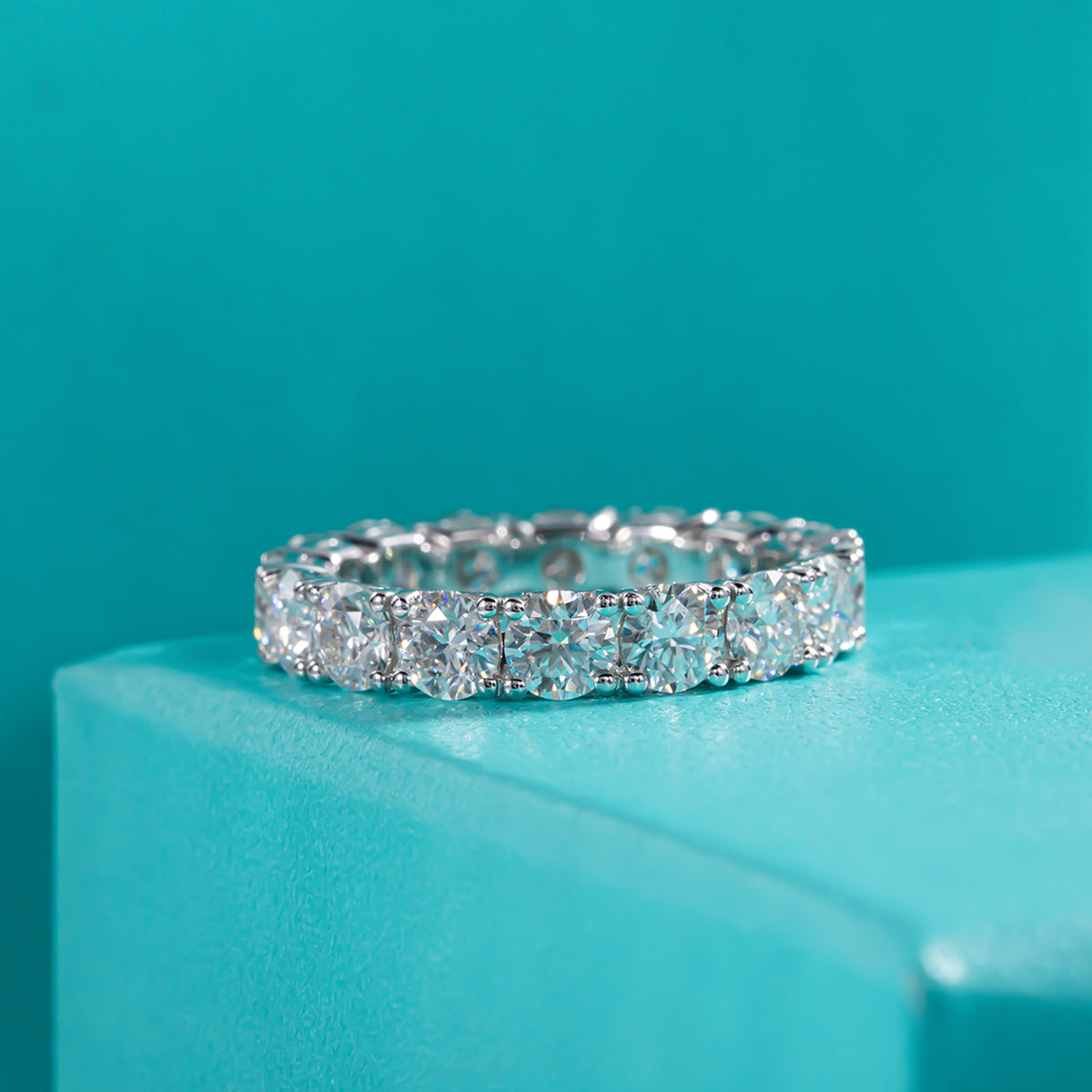 5.10CTTW D Color Moissanite Ring 18K Gold Plated 925 Sterling Silver Rings