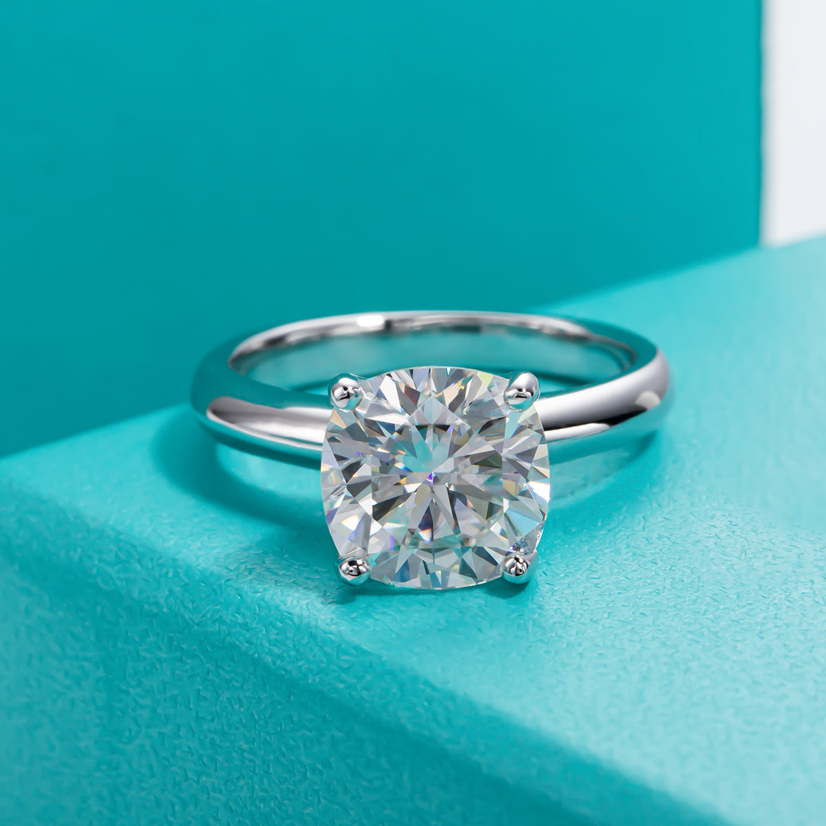 3.0CTTW Cushion Cut Moissanite Ring 18K Gold Plated 925 Sterling Silver Rings