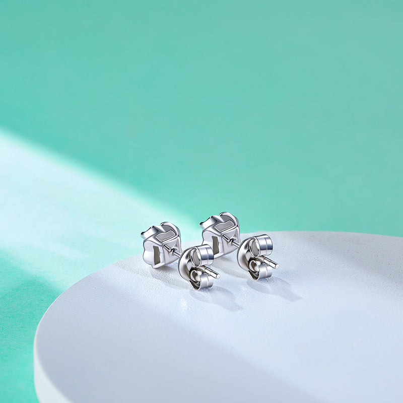 1.0CT D Color Moissanite earrings 18K White Gold Pated Earrings