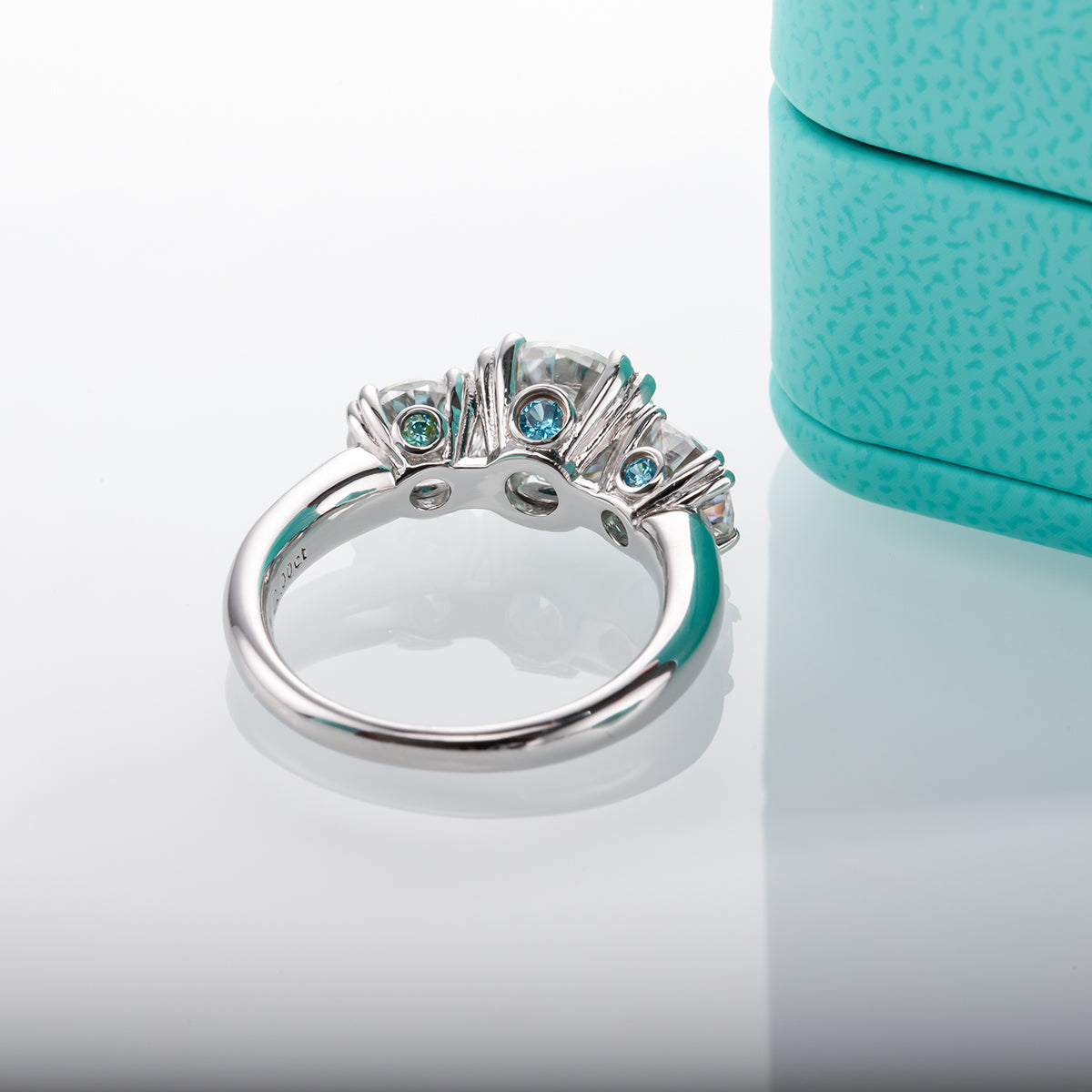 5.0CTTW Three Stone D Color Moissanite Rings 925 Sterling Silver Rings