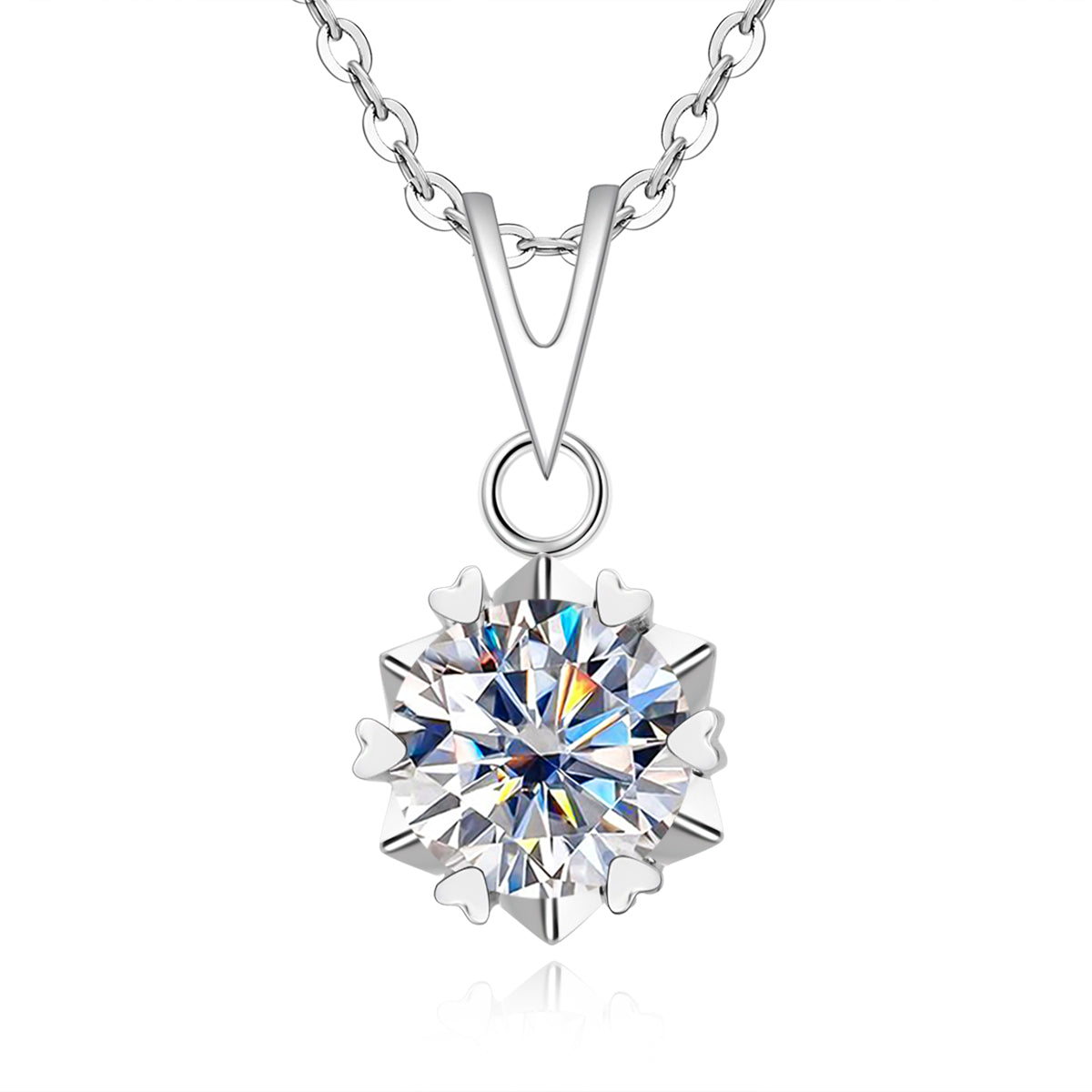 1.0CT D Color  Moissanite Necklace 18K Gold Plated  Pendant Necklace