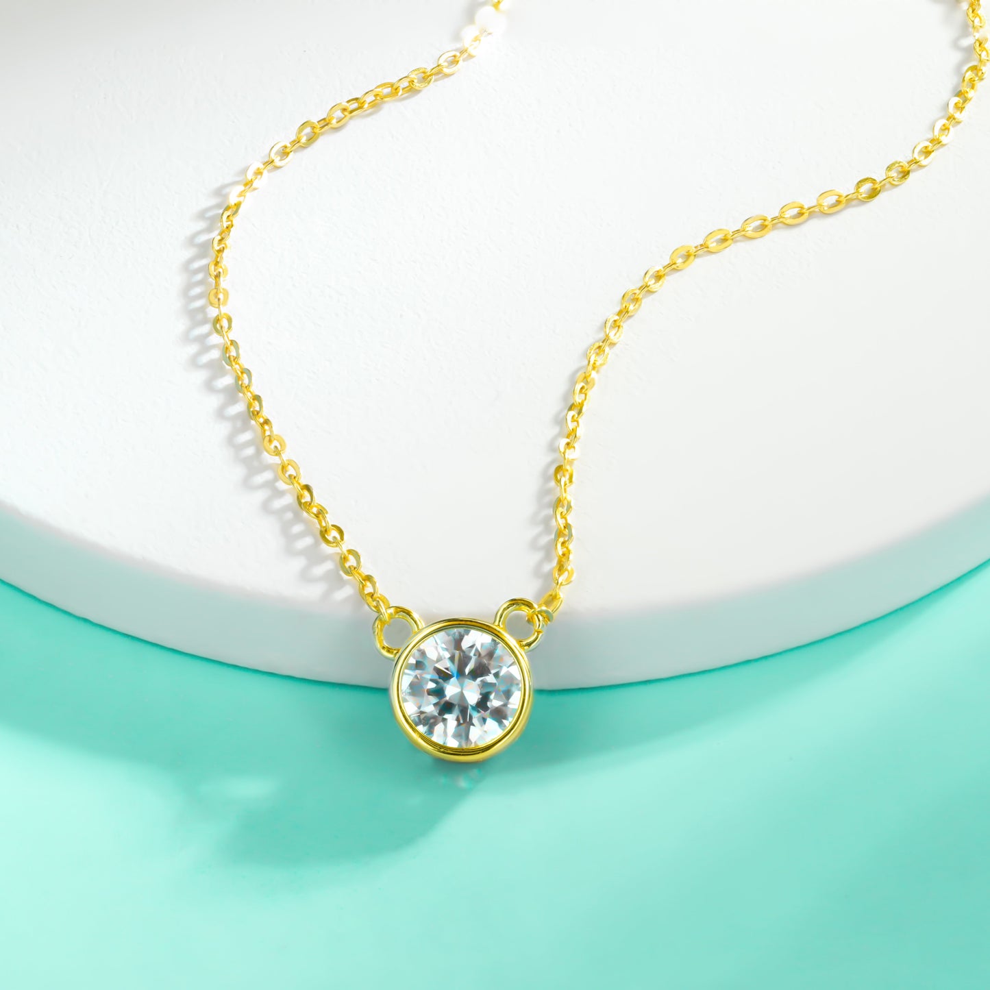 1.0CT D Color Moissanite Mickey Pendant in 18K Gold Plated 40+2+3cm Necklace