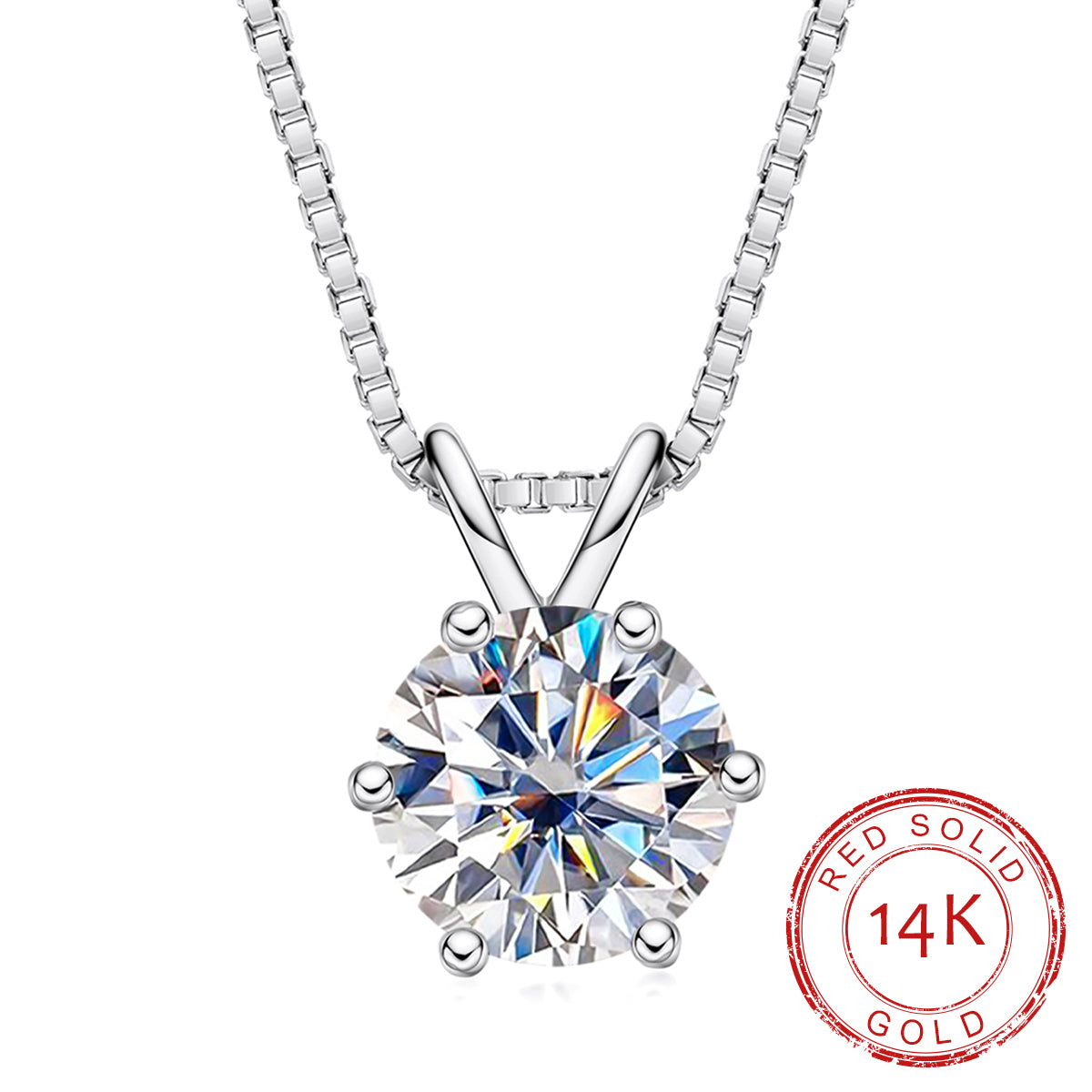 Real 14K Gold 1.0CTTW D Color  Moissanite  Pendant Necklace  Real 14K Gold 1.0CTTW D Color  Moissanite  Pendant Necklace