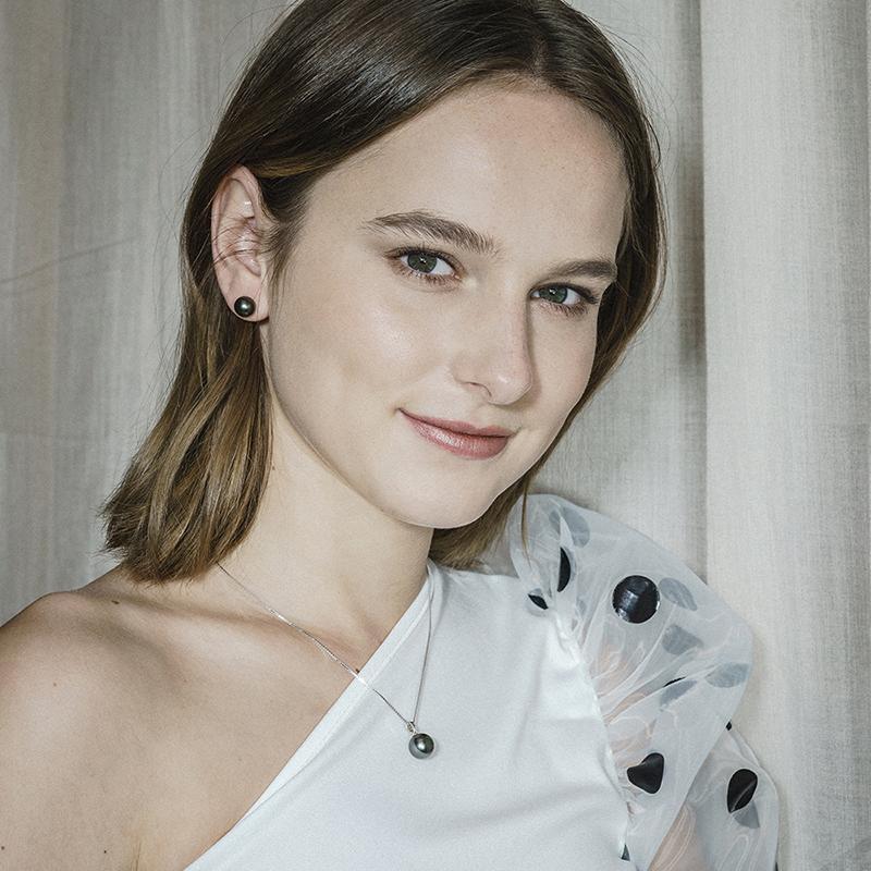 18K Gold 10-11mm Genuine Black Tahitian Southsea Cultured Pearl Pendant Necklace for Women