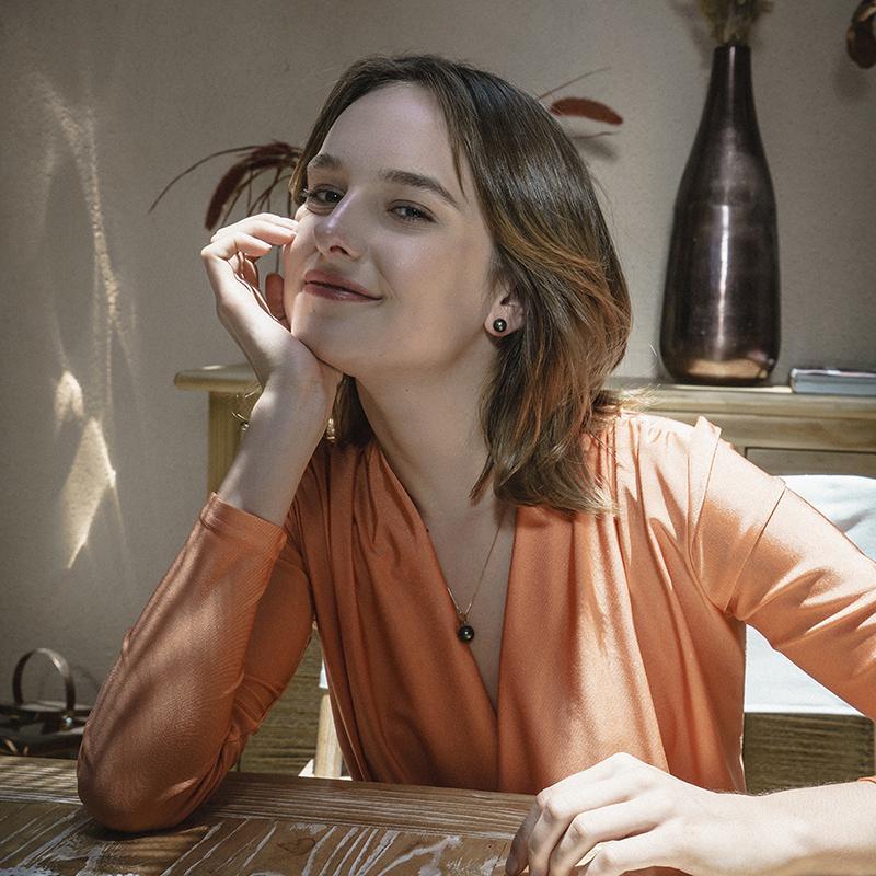 18K Gold 10-11mm Genuine Black Tahitian Southsea Cultured Pearl Pendant Necklace for Women