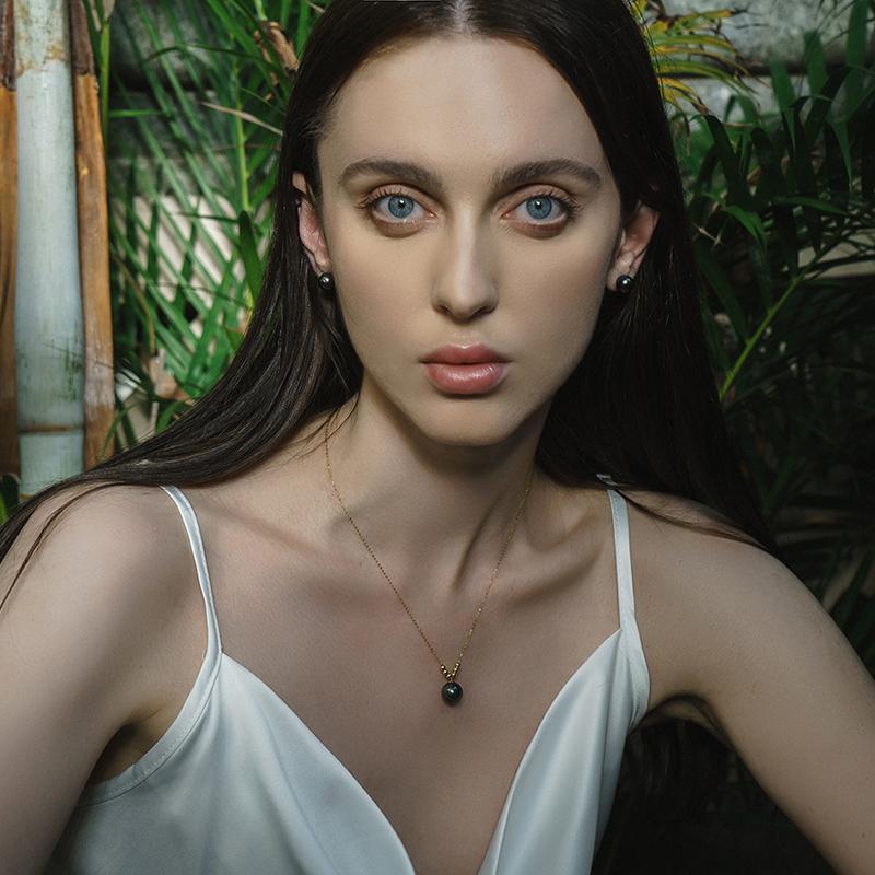 18K Gold Beads Black Tahitian Southsea Cultured Pearl Pendant Necklace