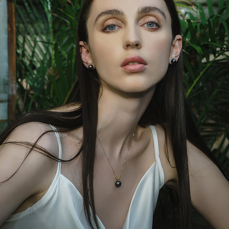 18K Gold Beads Black Tahitian Southsea Cultured Pearl Pendant Necklace