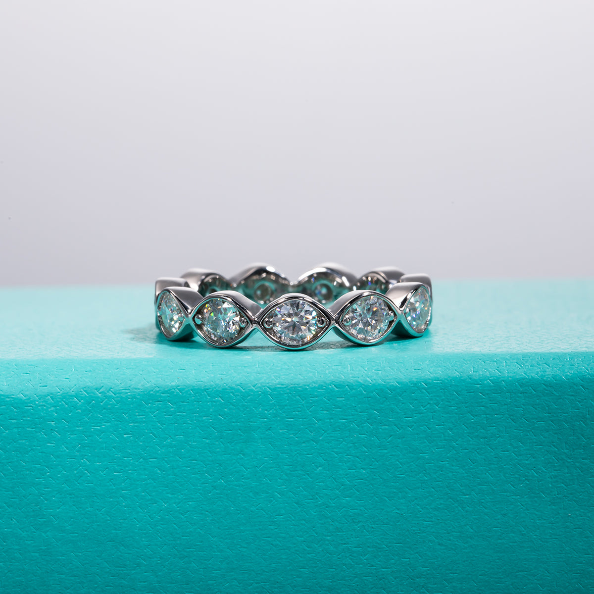 3.5mm VVS1 D Color Moissanite Diamond Eternity Wedding Band Ring 925 Sterling Silver Rings