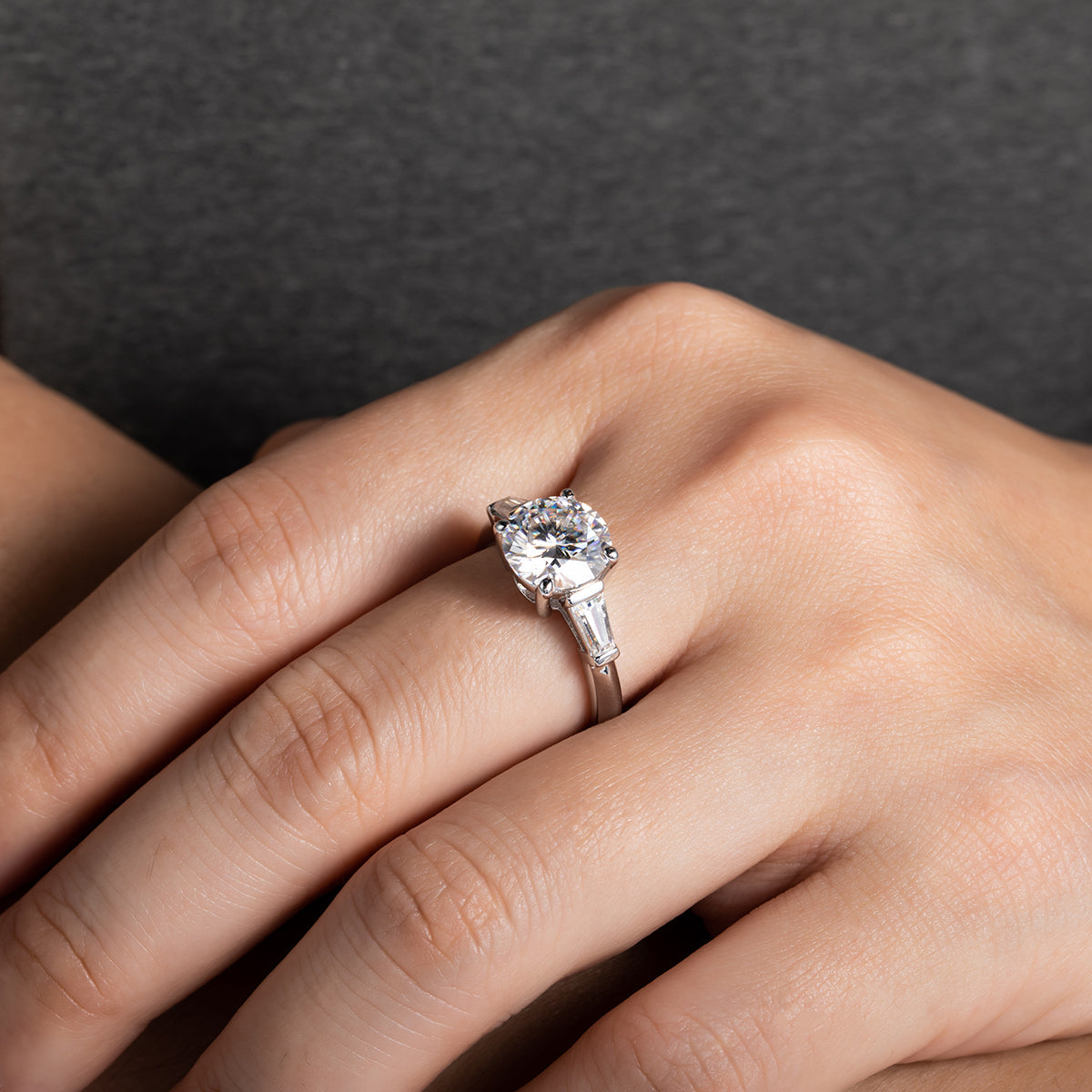 3CT Moissanite 925 Sterling Silver 3-Stone Rings