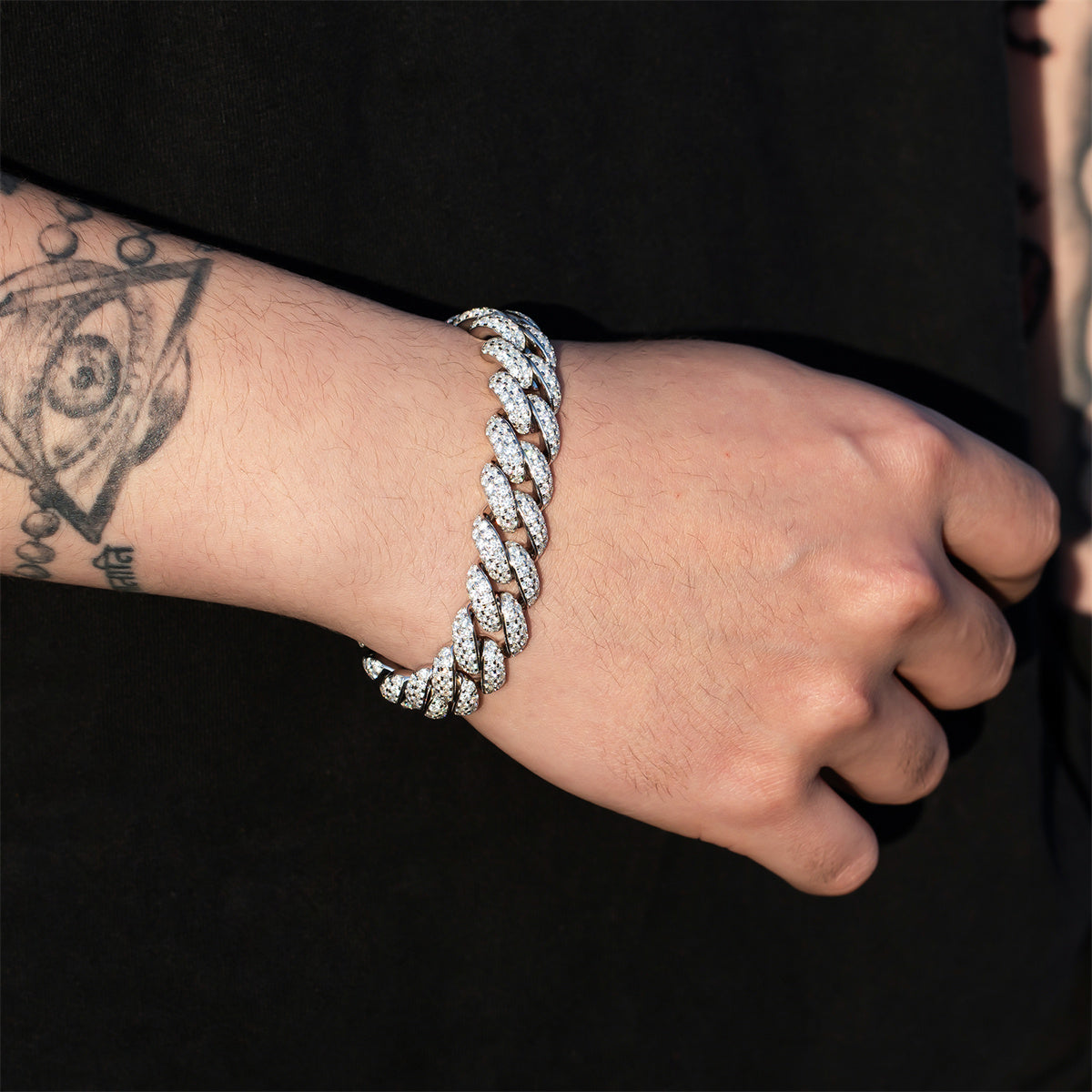 S925 Moissanite Hip Hop Denim Cuban Bracelet